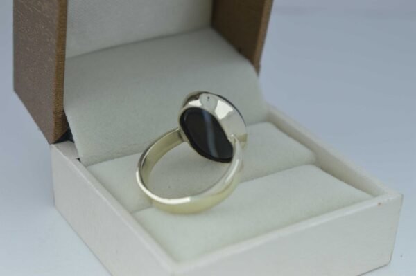 Natural Certified Black Agate (Sulemani Hakik) oval gemstone ring - Image 3