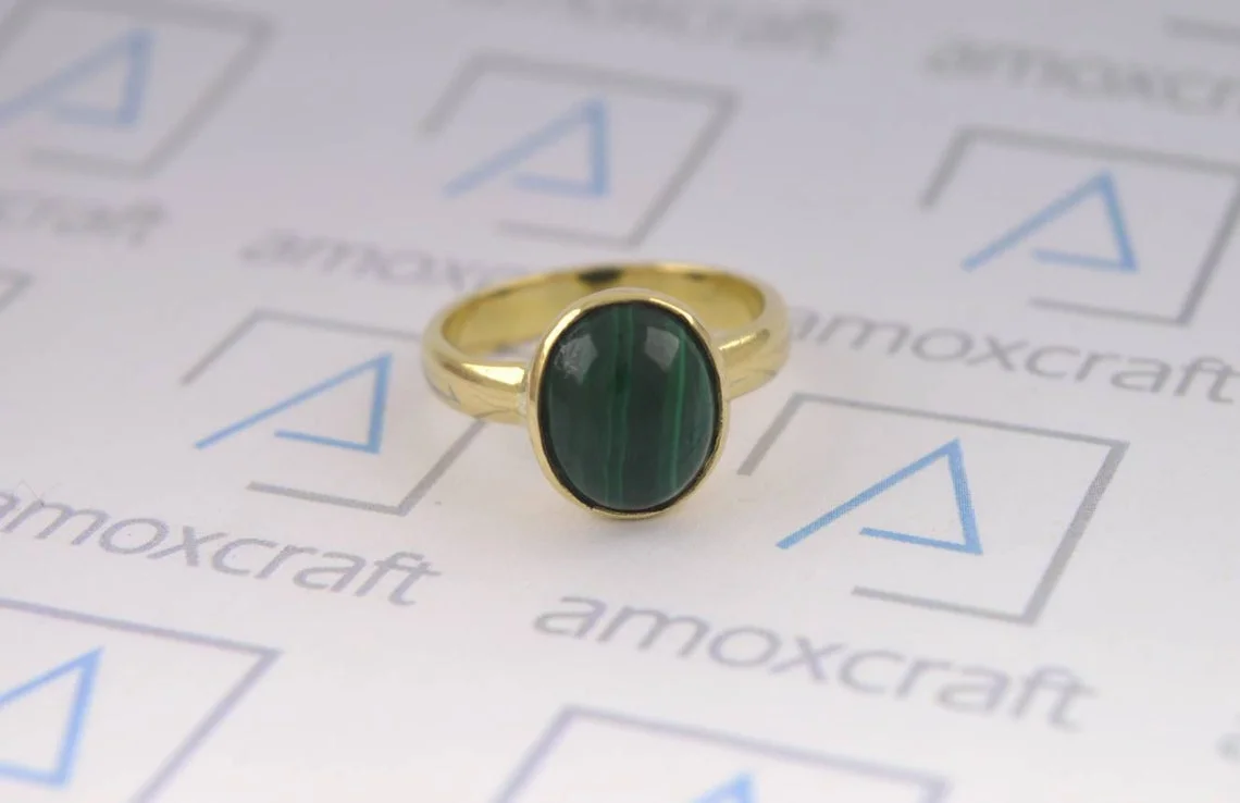 Natural Malachite Vedic Astrology Panchdhatu Ring - Image 3