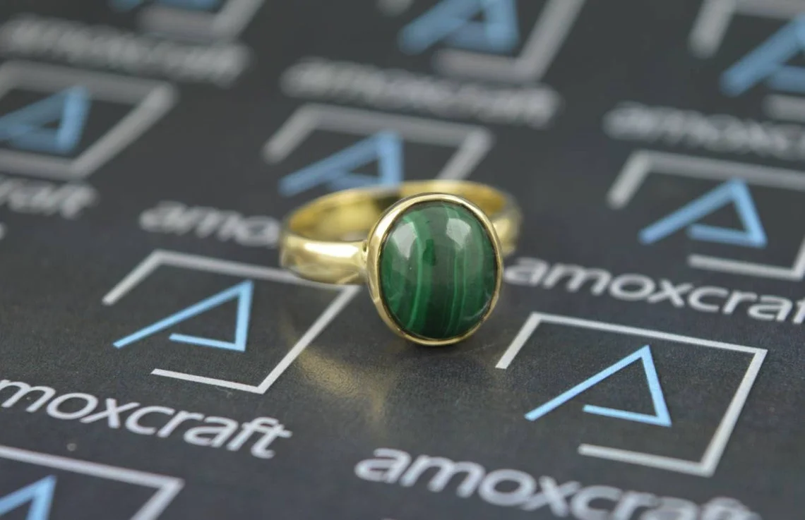 Natural Malachite Vedic Astrology Panchdhatu Ring