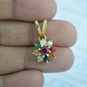 Natural 9 gems (navratna) navagraha gemstones pendant panchdhatu