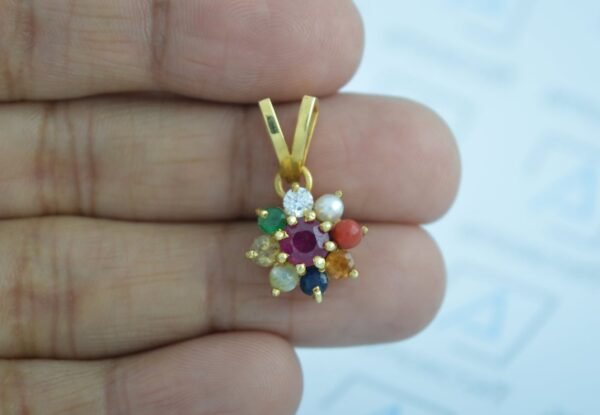 Natural 9 gems (navratna) navagraha gemstones pendant panchdhatu