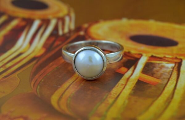 Natural South Sea Pearl Vedic Astrology Silver Ring
