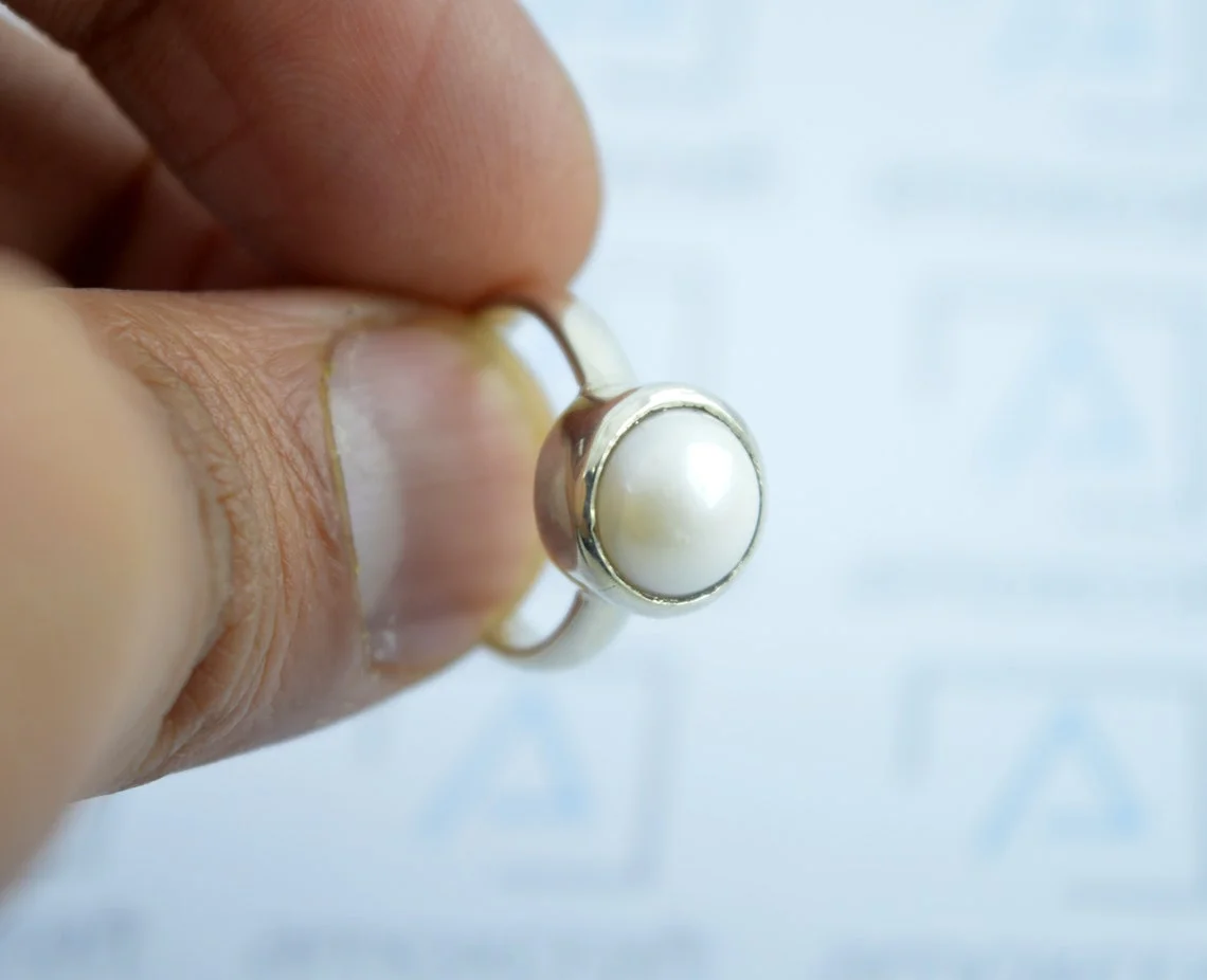 Natural certified south sea pearl (moti) round gemstone ring - Image 7