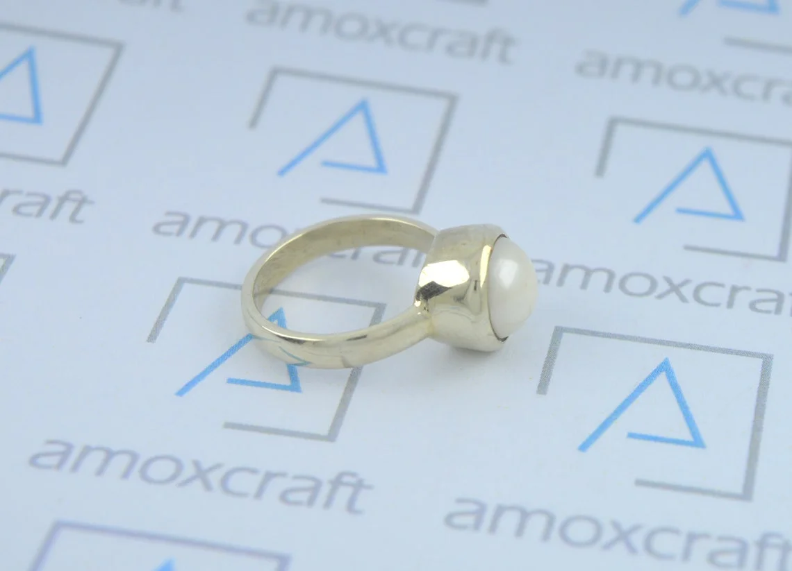 Natural certified south sea pearl (moti) round gemstone ring - Image 6