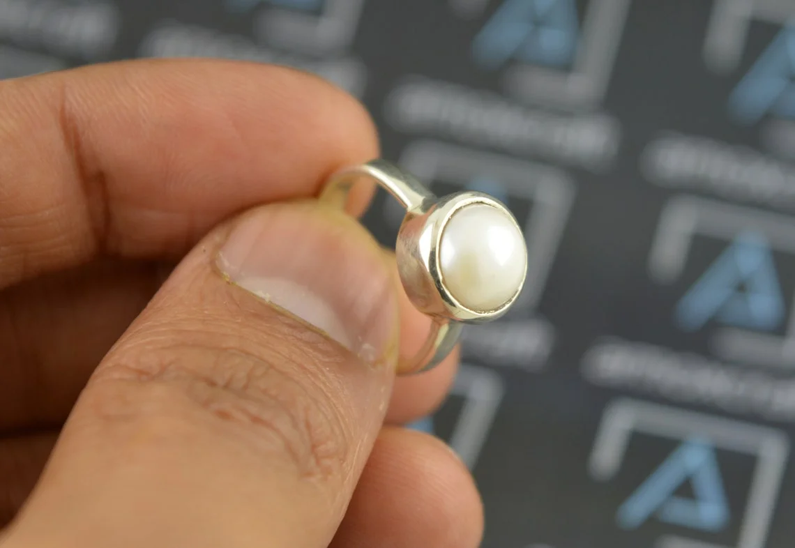 Natural certified south sea pearl (moti) round gemstone ring