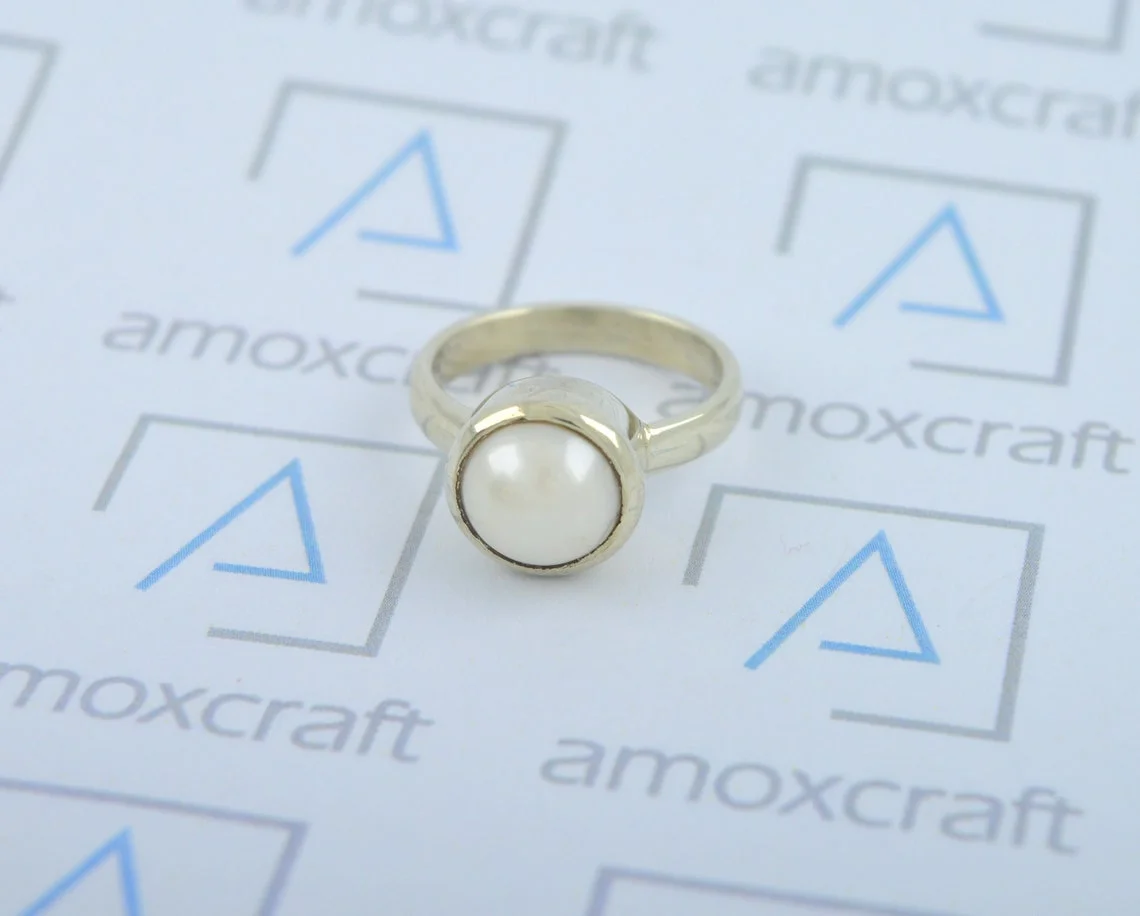 Natural certified south sea pearl (moti) round gemstone ring - Image 4