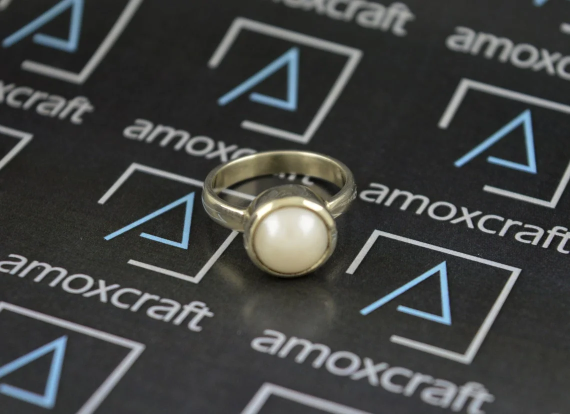 Natural certified south sea pearl (moti) round gemstone ring - Image 3