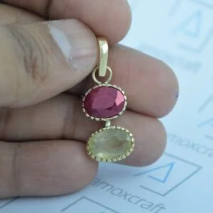 Certified Natural Ruby and Yellow Sapphire pendant for astrological purpose
