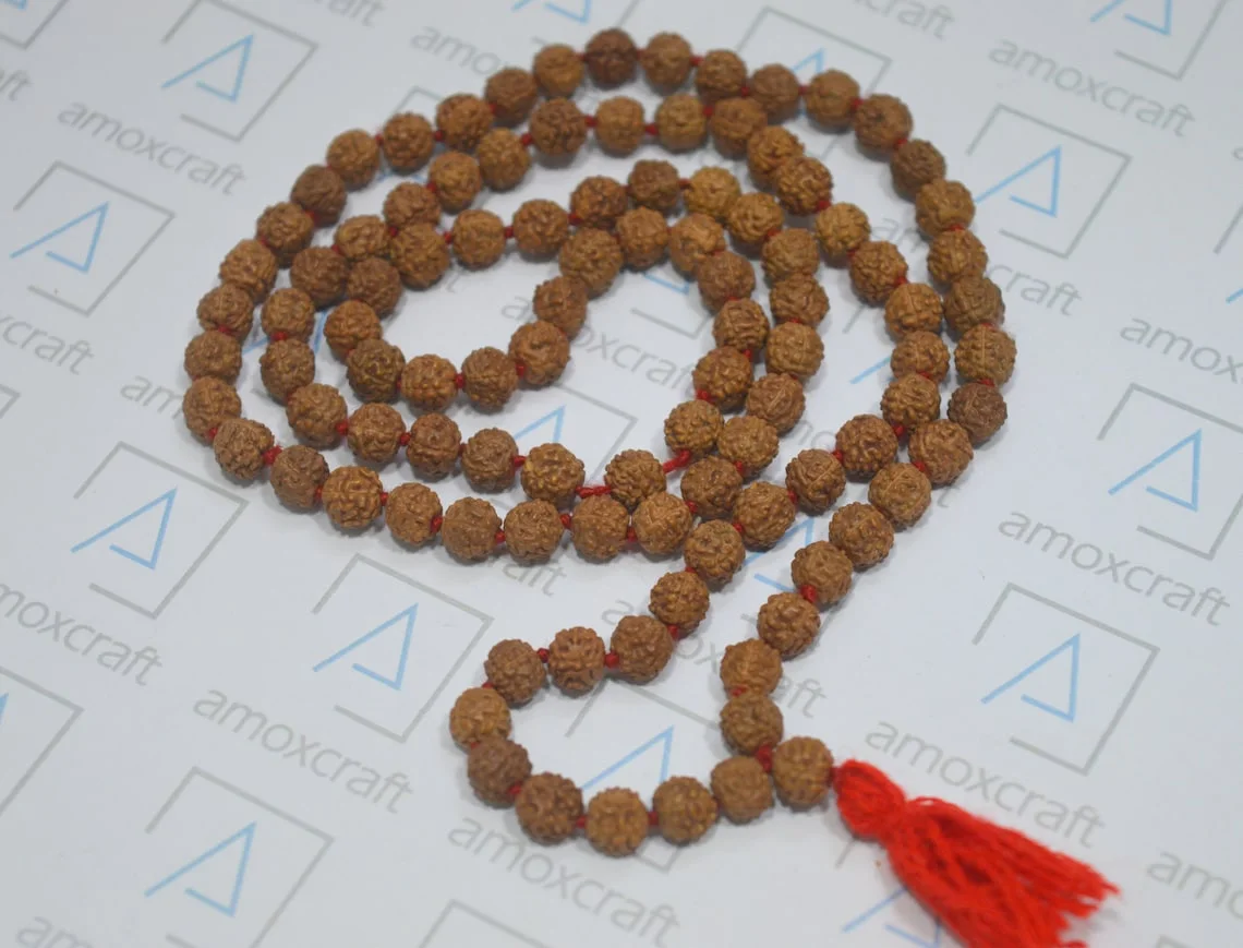 5 Mukhi/Face Rudraksha hand knotted mala (108+1 beads) | meditation necklace - Image 2
