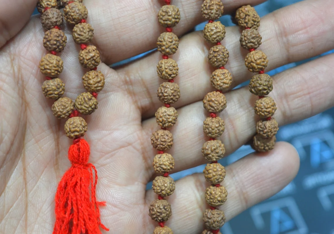 5 Mukhi/Face Rudraksha hand knotted mala (108+1 beads) | meditation necklace - Image 3