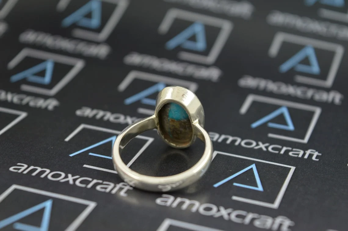 3-10ct Natural Turquoise (firoza) gemstone silver ring for vedic astrology - Image 5