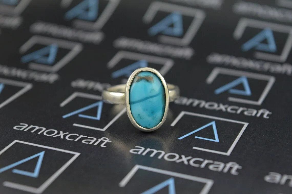 3-10ct Natural Turquoise (firoza) gemstone silver ring for vedic astrology - Image 6