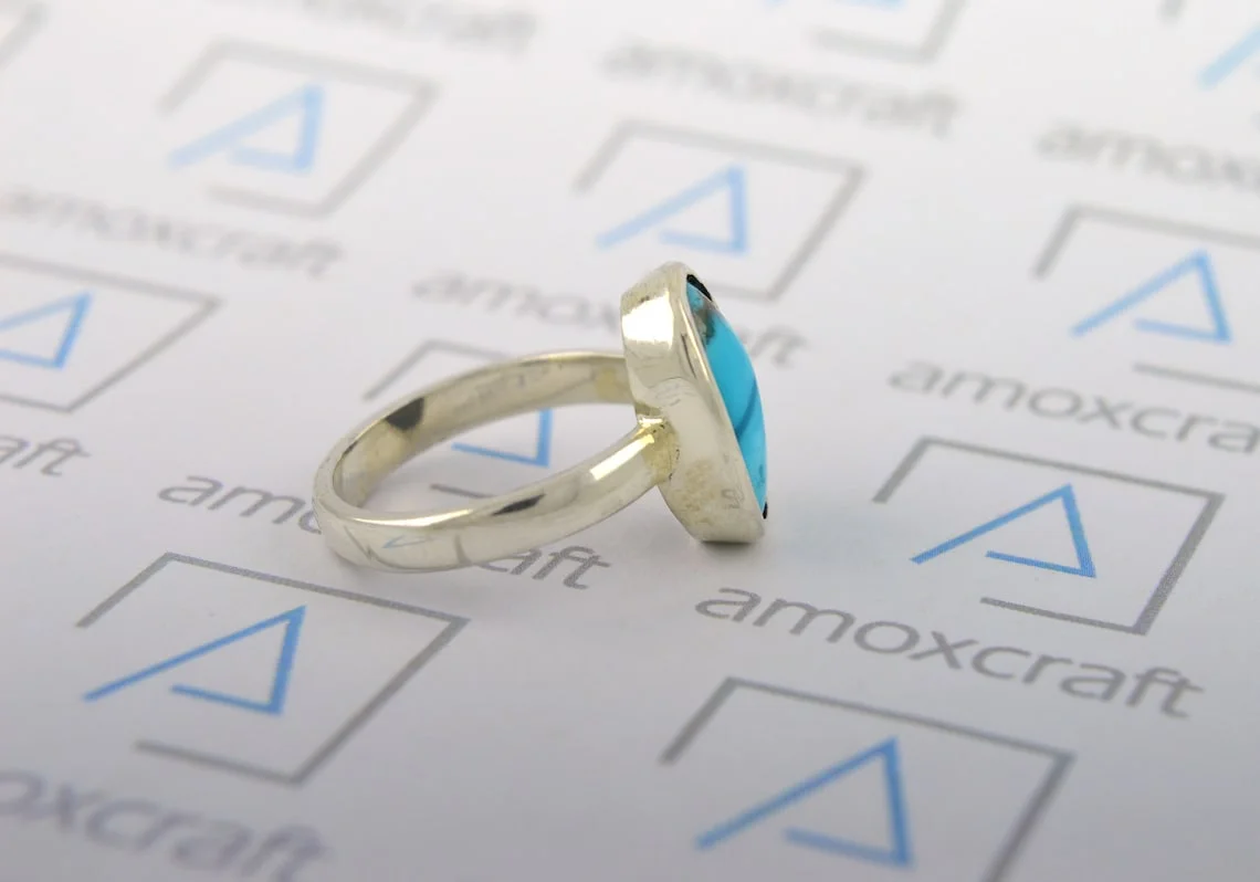3-10ct Natural Turquoise (firoza) gemstone silver ring for vedic astrology - Image 7