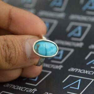 3-10ct Natural Turquoise (firoza) gemstone silver ring for vedic astrology